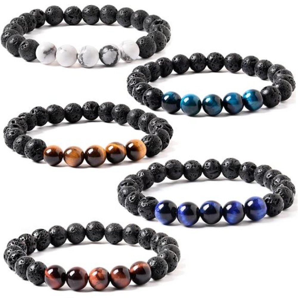 Natural Lava Rock Beads Bracelet, Stretch Elastic Bracelets